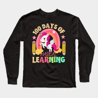 Happy 100Th Day Of School Teacher 100 Days Of Magical Learn Long Sleeve T-Shirt